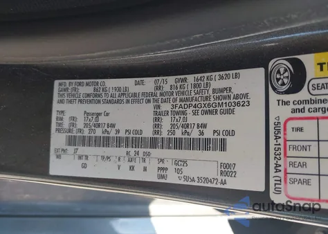 2016 Ford Fiesta St from USA, damaged, VIN 3FADP4GX6GM103623